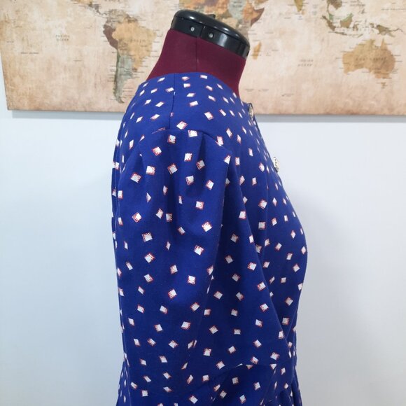 Vtg 80s blue skirt set w/ unique buttons - Handmade - Picture 5 of 12